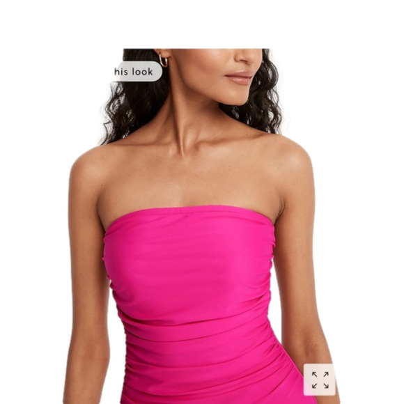 J Crew ruched bandeau one piece strapless or strap slimming swimsuit size 22 - Picture 3 of 16